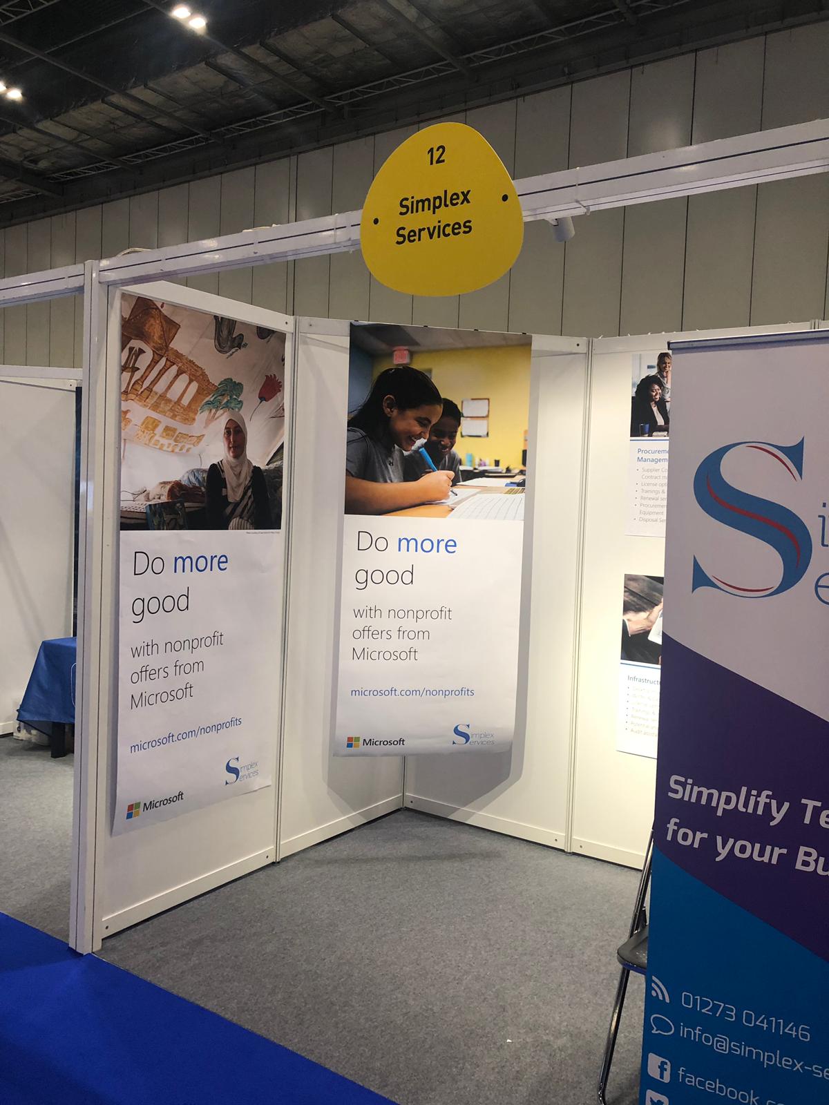 The Simplex Services booth at the Schools & Academies Show 2019, the UK’s largest education event